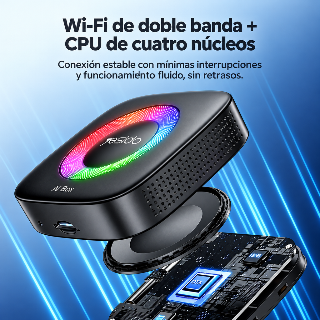 YESIDO KM22 Smart Box con CarPlay y Android Auto inalámbricos