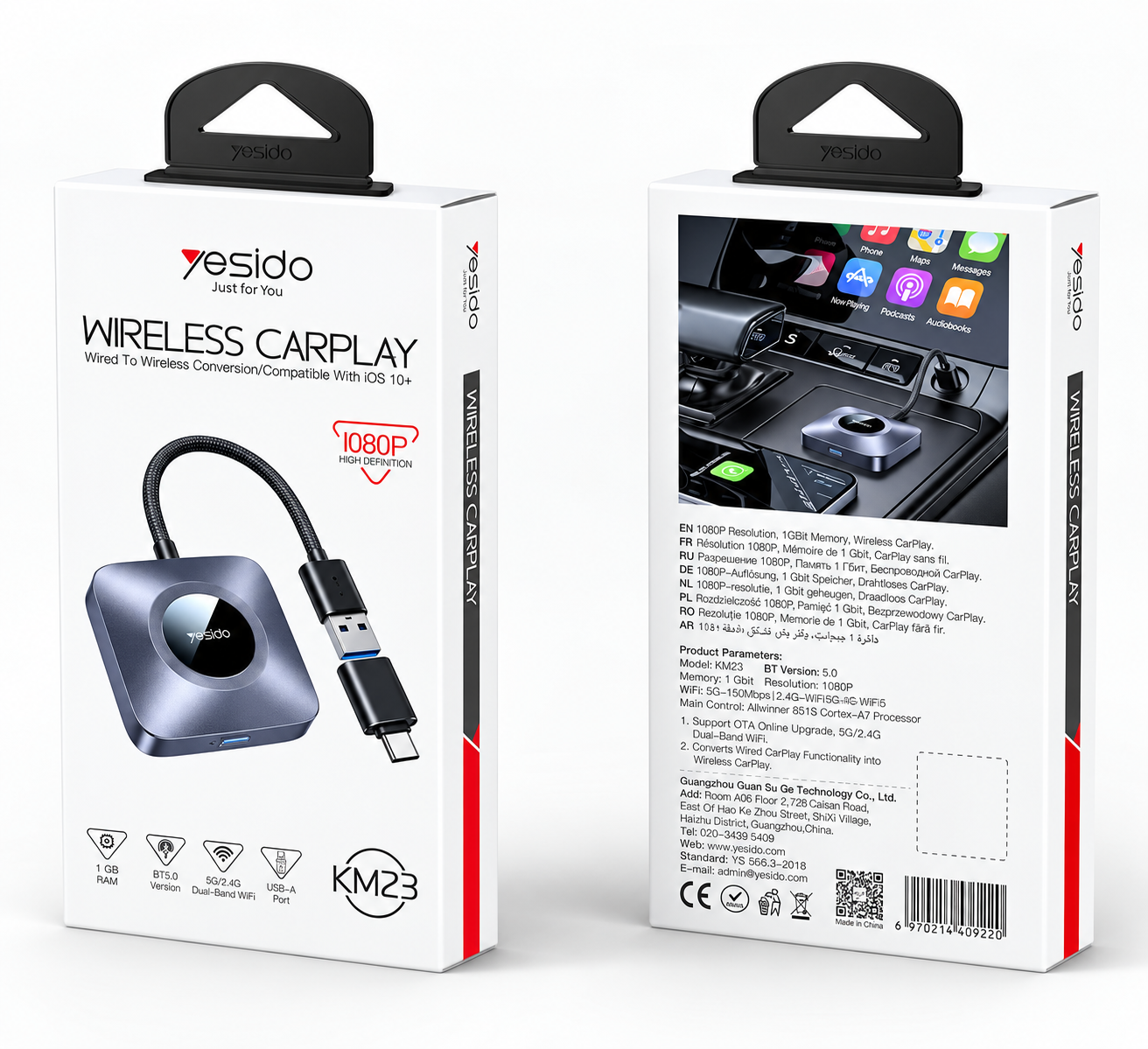 Adaptador CarPlay para Carro | Yesido KM23