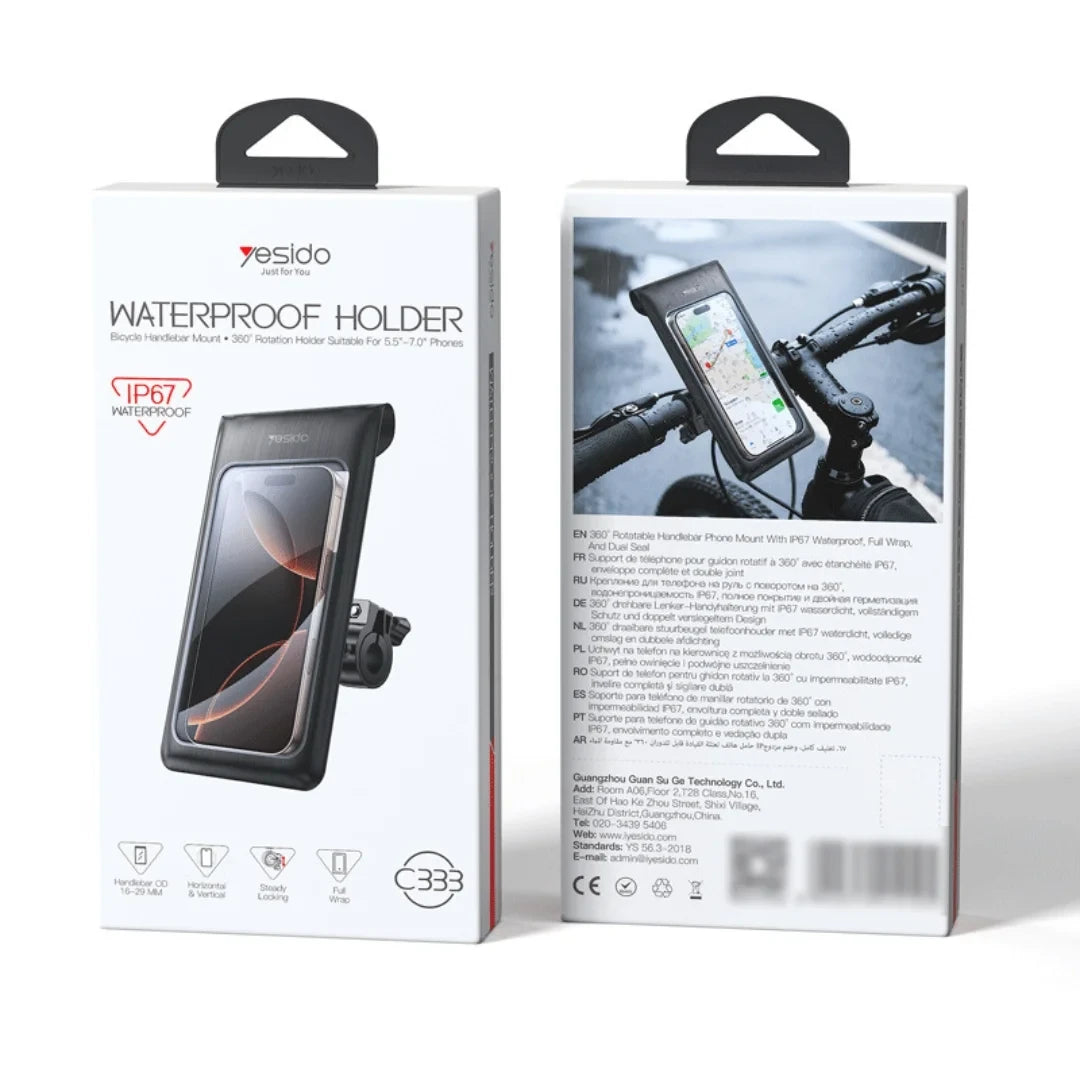 Soporte Impermeable 360° para Celular en Moto y Bicicleta Yesido C333