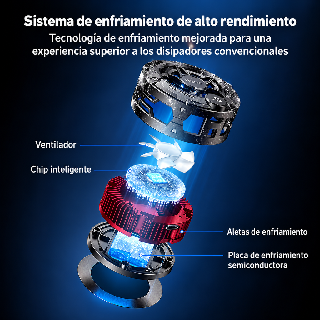 Enfriador magnético YESIDO para teléfono con iluminación RGB