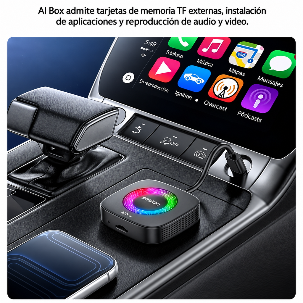 YESIDO KM22 Smart Box con CarPlay y Android Auto inalámbricos