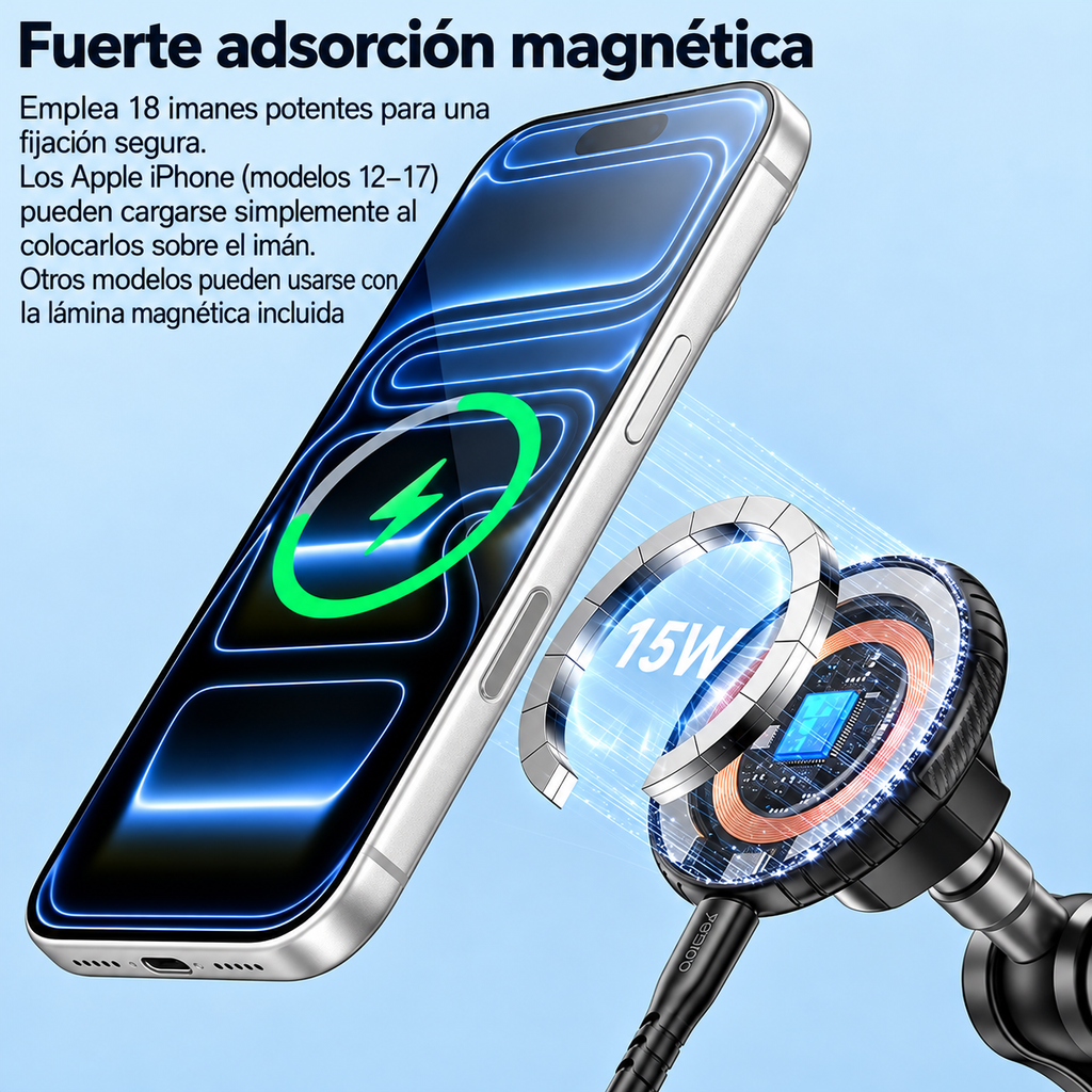 Yesido soporte magnético tipo VLOG MagSafe para carro con carga inalámbrica de 15 W