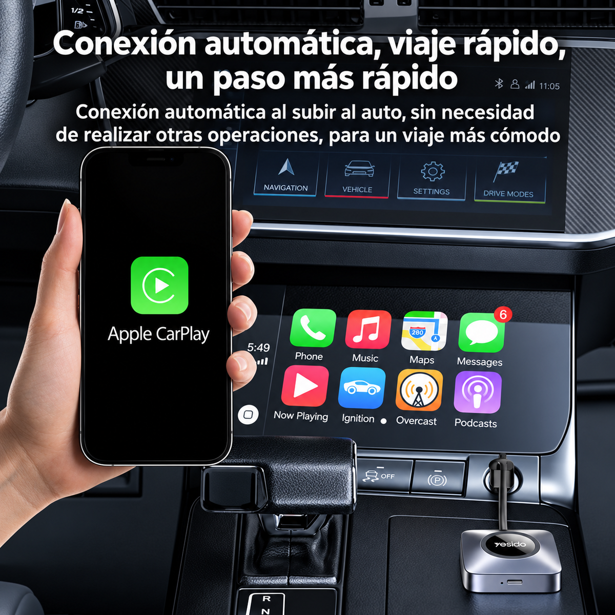 Adaptador CarPlay para Carro | Yesido KM23