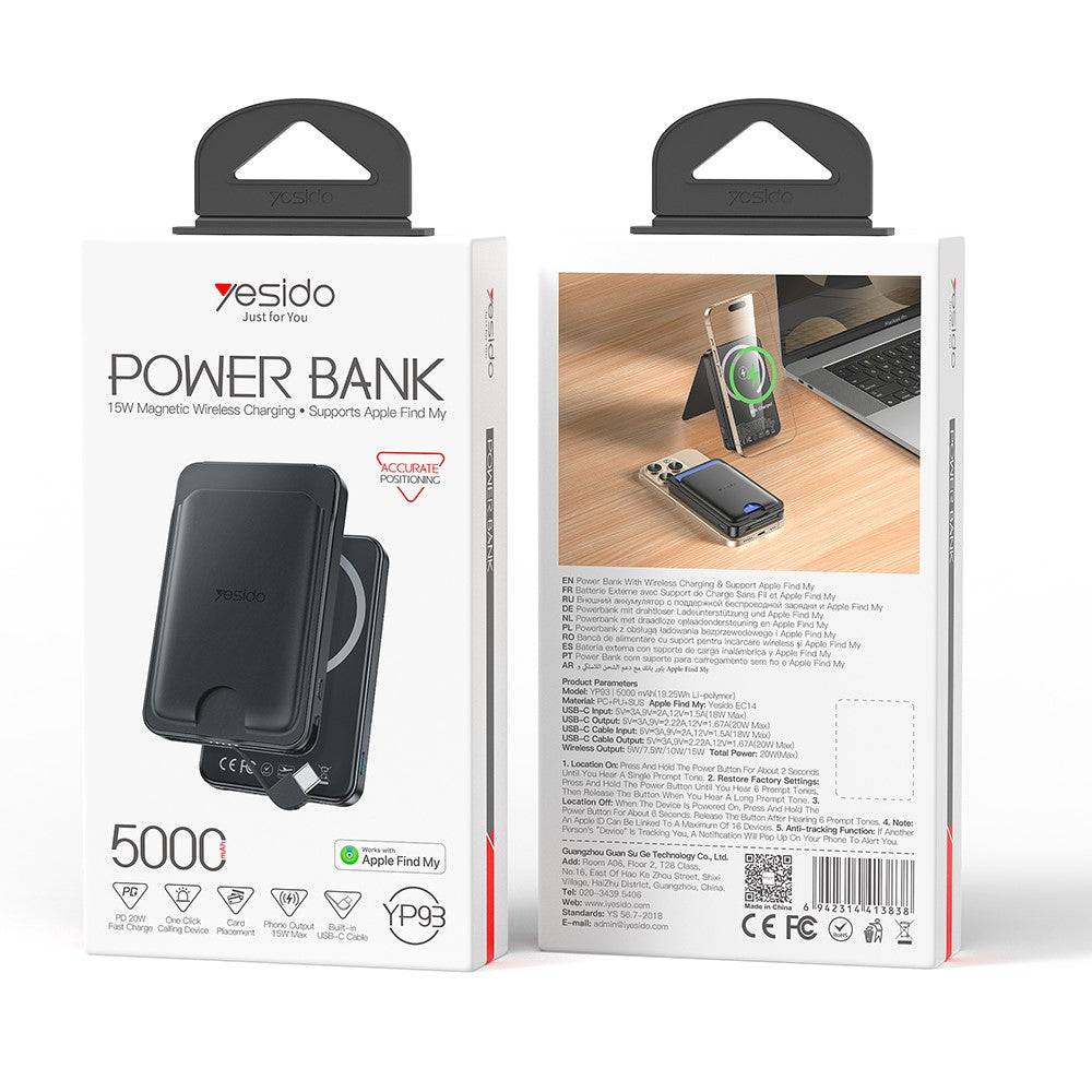 Yesido YP93 Power Bank 5,000 mAh Magsafe + wallet + apple find my