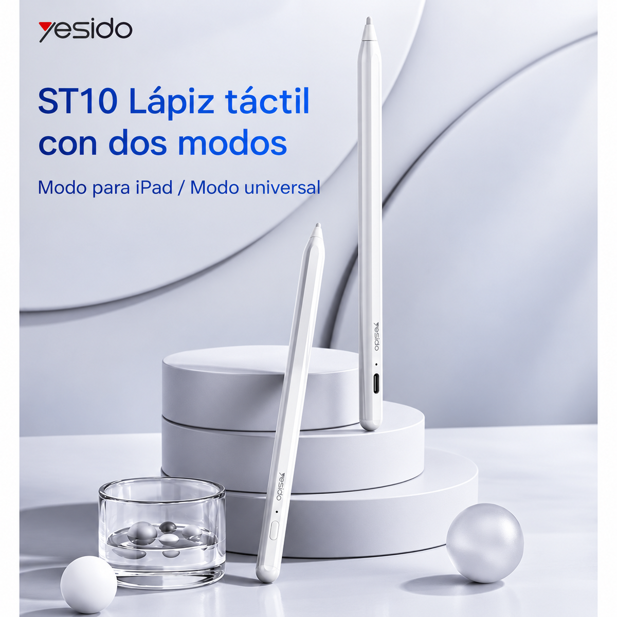 Lápiz activo Yesido ST10 para iPad USB-C blanco