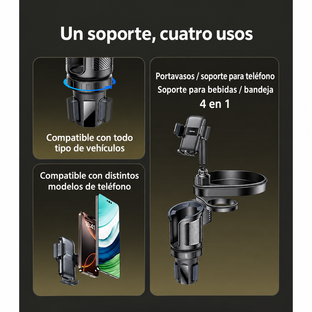 Organizador para carro YESIDO 4 en 1 con soporte para teléfono
