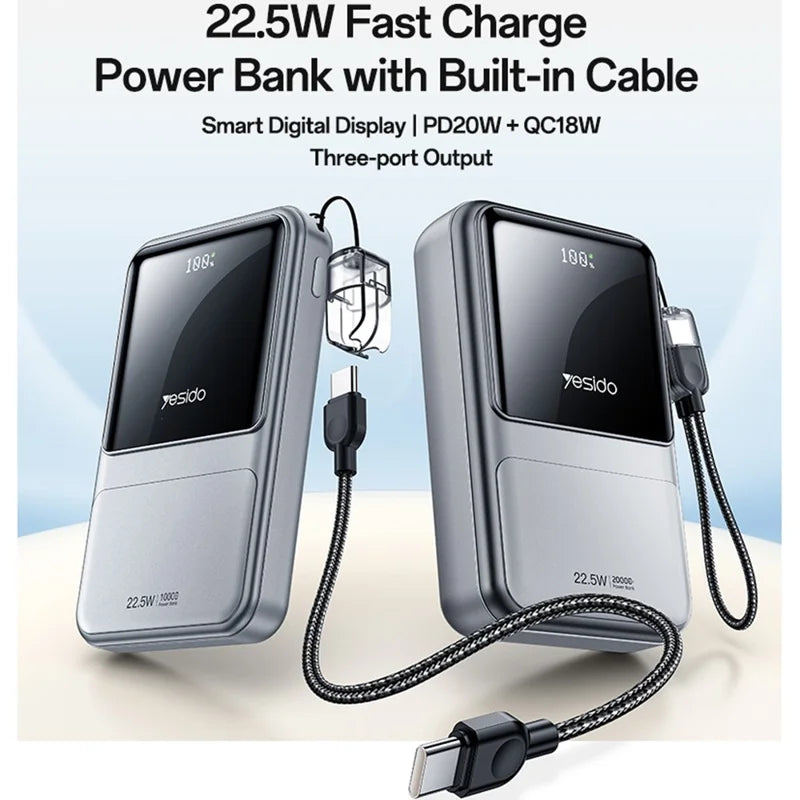 Power Bank Yesido YP96 20,000 mAh con Carga Rápida