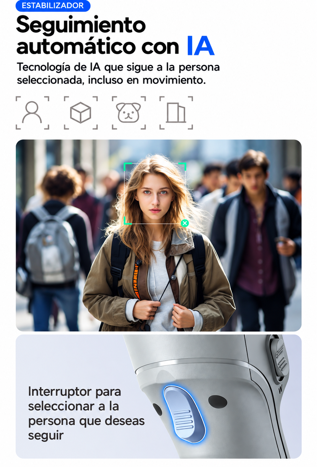 Gimbal Yesido SF18 con trípode y seguimiento facial