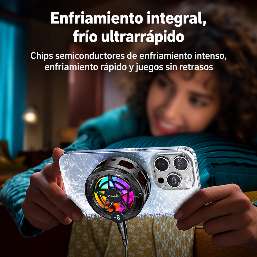 Enfriador magnético YESIDO para teléfono con iluminación RGB