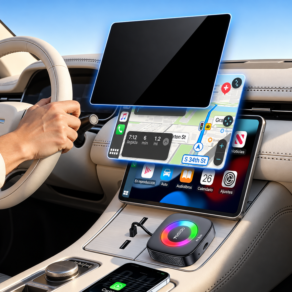 YESIDO KM22 Smart Box con CarPlay y Android Auto inalámbricos