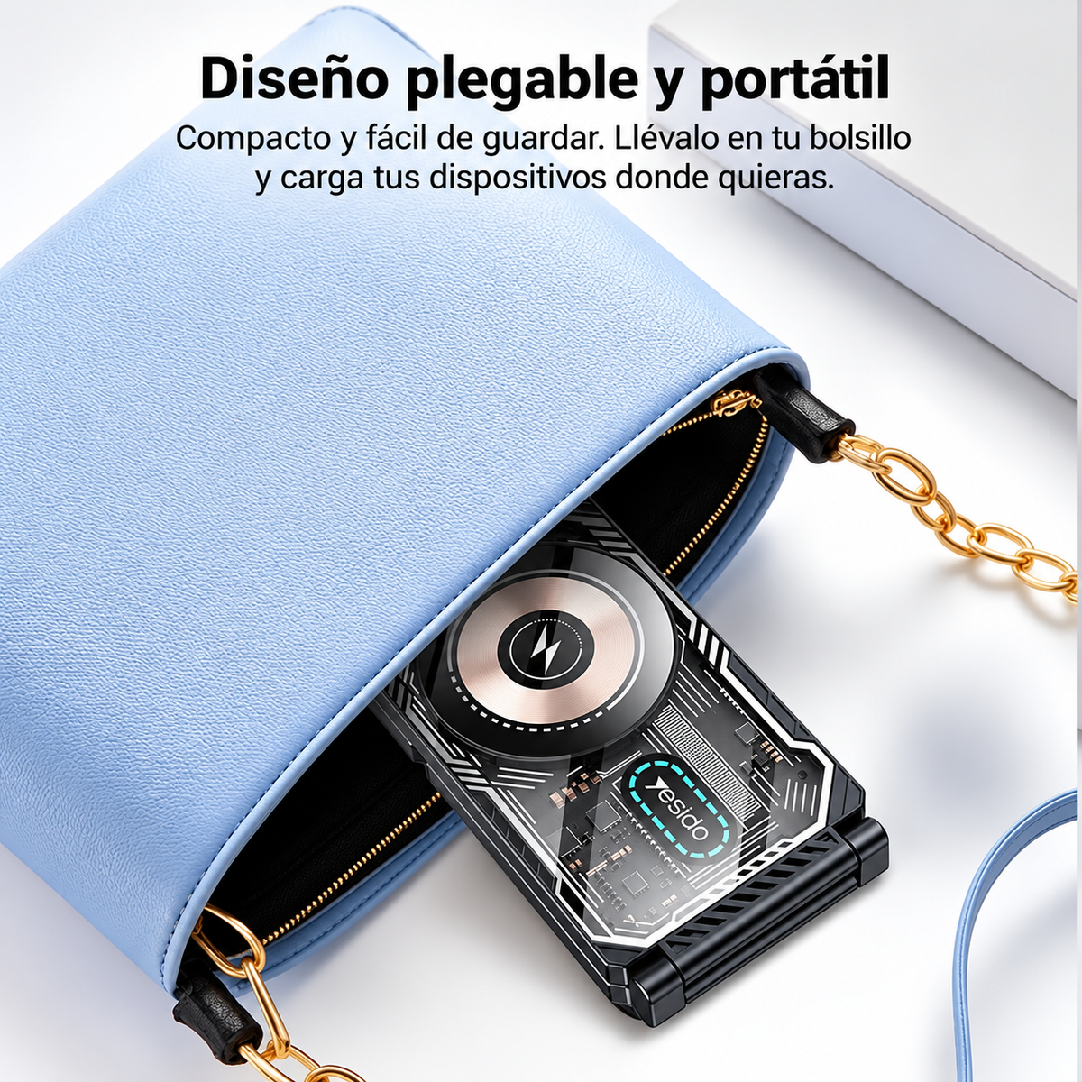 Cargador Inalámbrico Plegable Yesido DS25 3 en 1 para iPhone, AirPods y Apple Watch