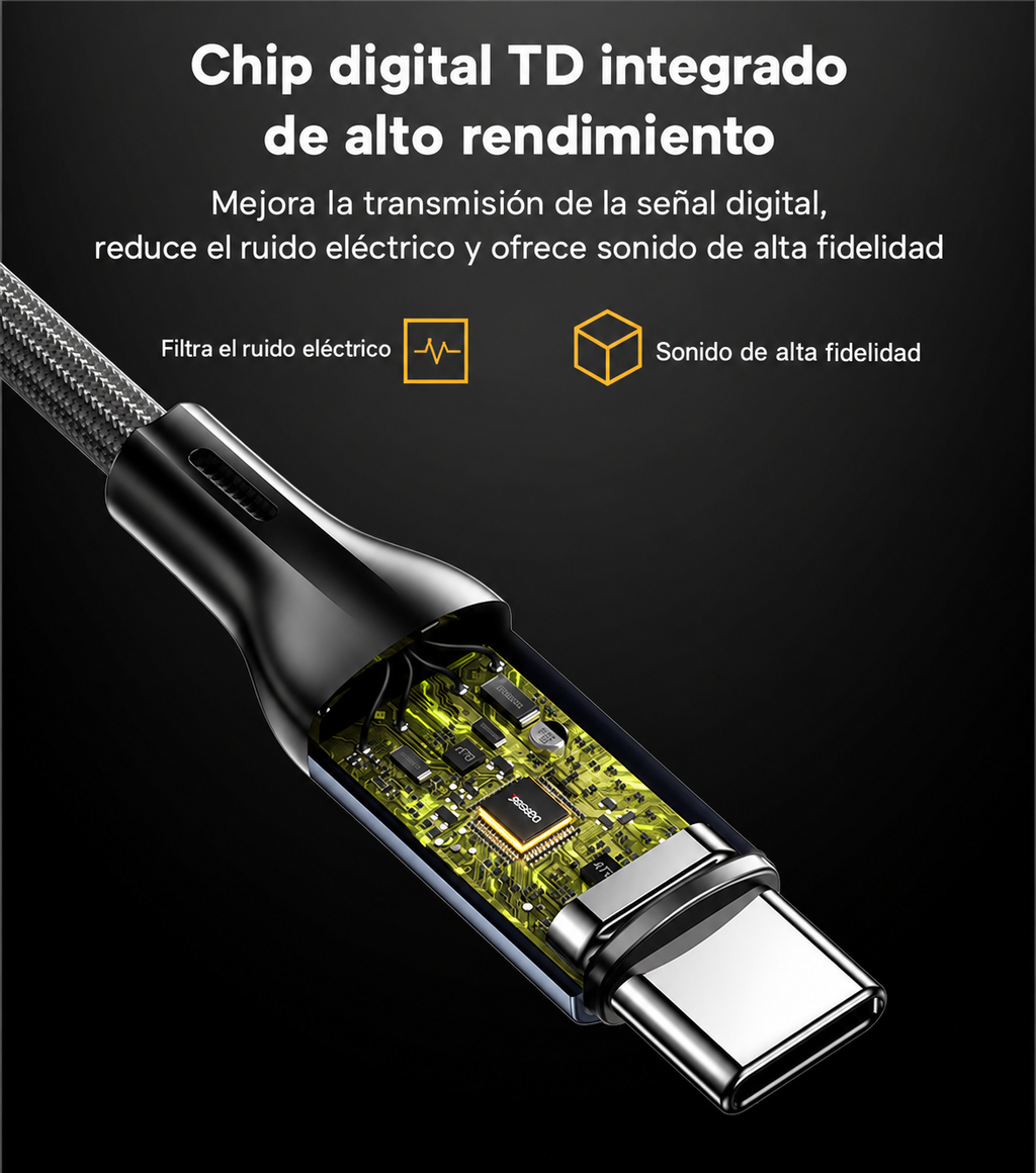 Cable de audio USB-C a auxiliar 3,5 mm Yesido YAU42 de 1 m