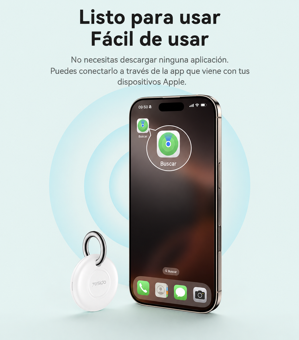 Localizador GPS YESIDO EC14 Compatible con Apple Find My