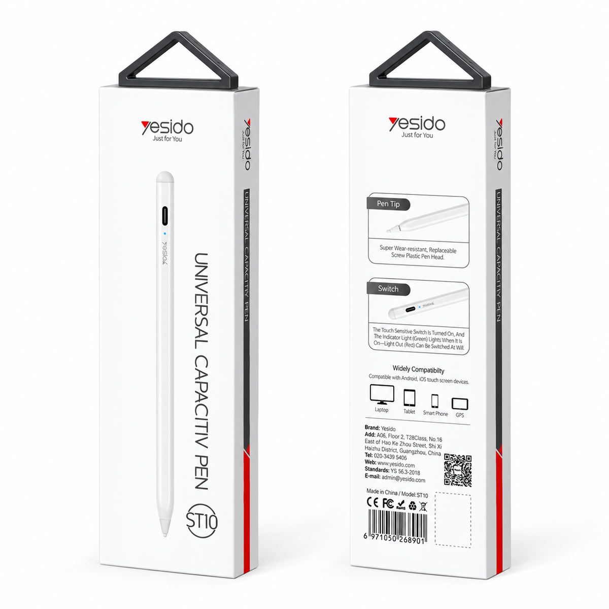 Lápiz activo Yesido ST10 para iPad USB-C blanco