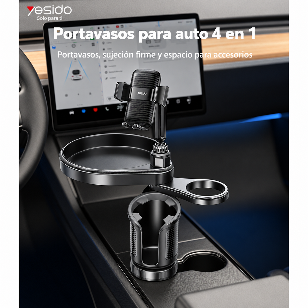 Organizador para carro YESIDO 4 en 1 con soporte para teléfono