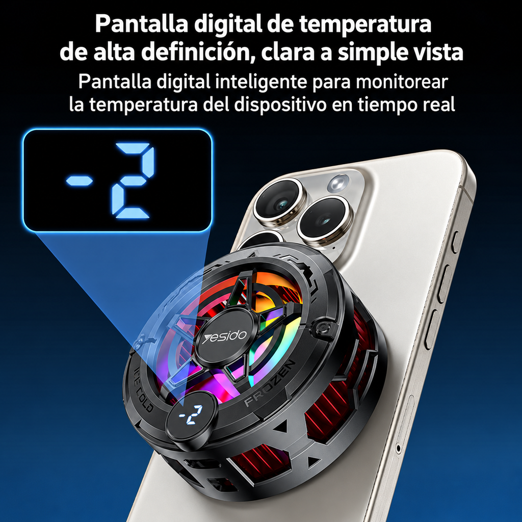 Enfriador magnético YESIDO para teléfono con iluminación RGB