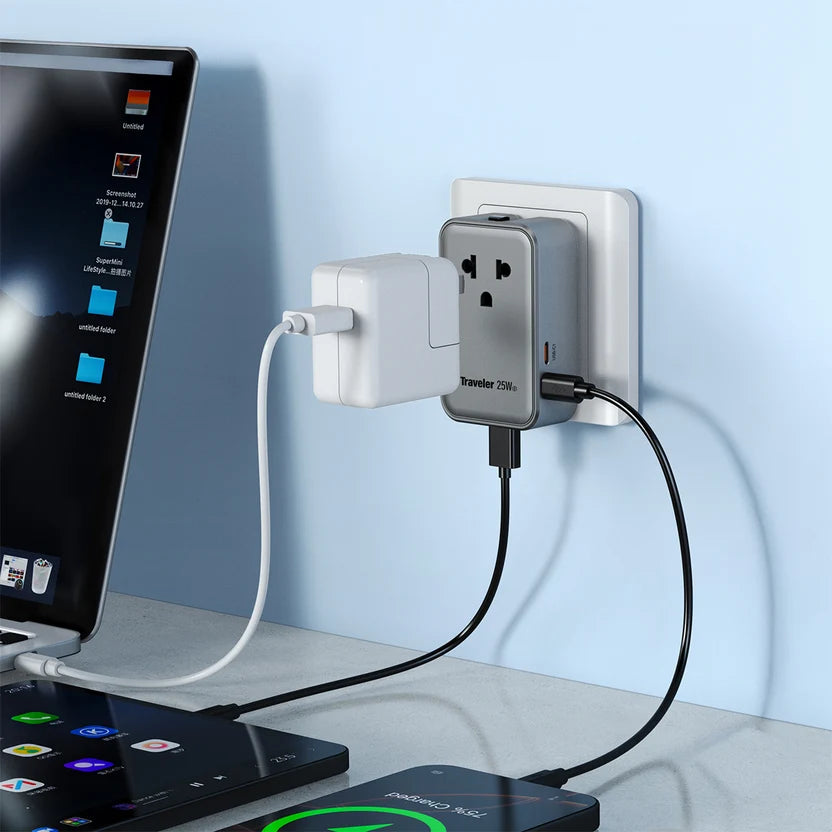 Cargador de Viaje Universal Prodigee Energee Traveler 25W GaN – 4 Puertos USB-C y USB-A